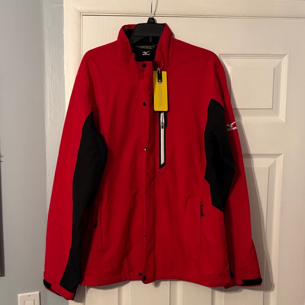 Mizuno Red Rain Jacket with Black Panels